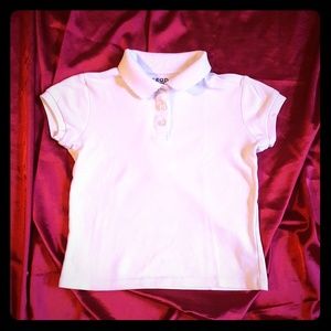 Izod Girls sz 5 White Uniform Polo Shirt